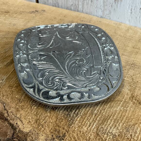 Blank Ribbon Belt Buckle Trophy Award Ornate Western Vintage To Engrave - Picture 7 of 7